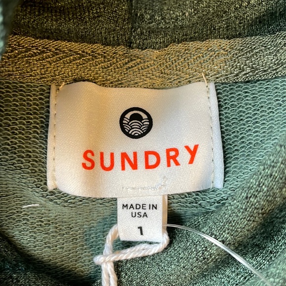 Sundry Galen Chenille Hoodie Dark Green Striped Super Soft Size Small - Picture 5 of 5